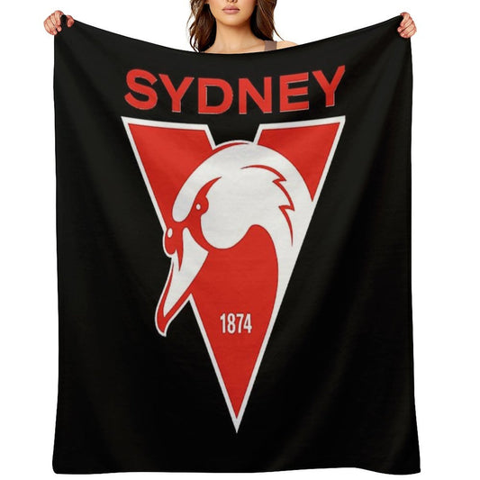 Sydney The Bloods Swans Haughty Swannies-Logo Plush Throw Blanket