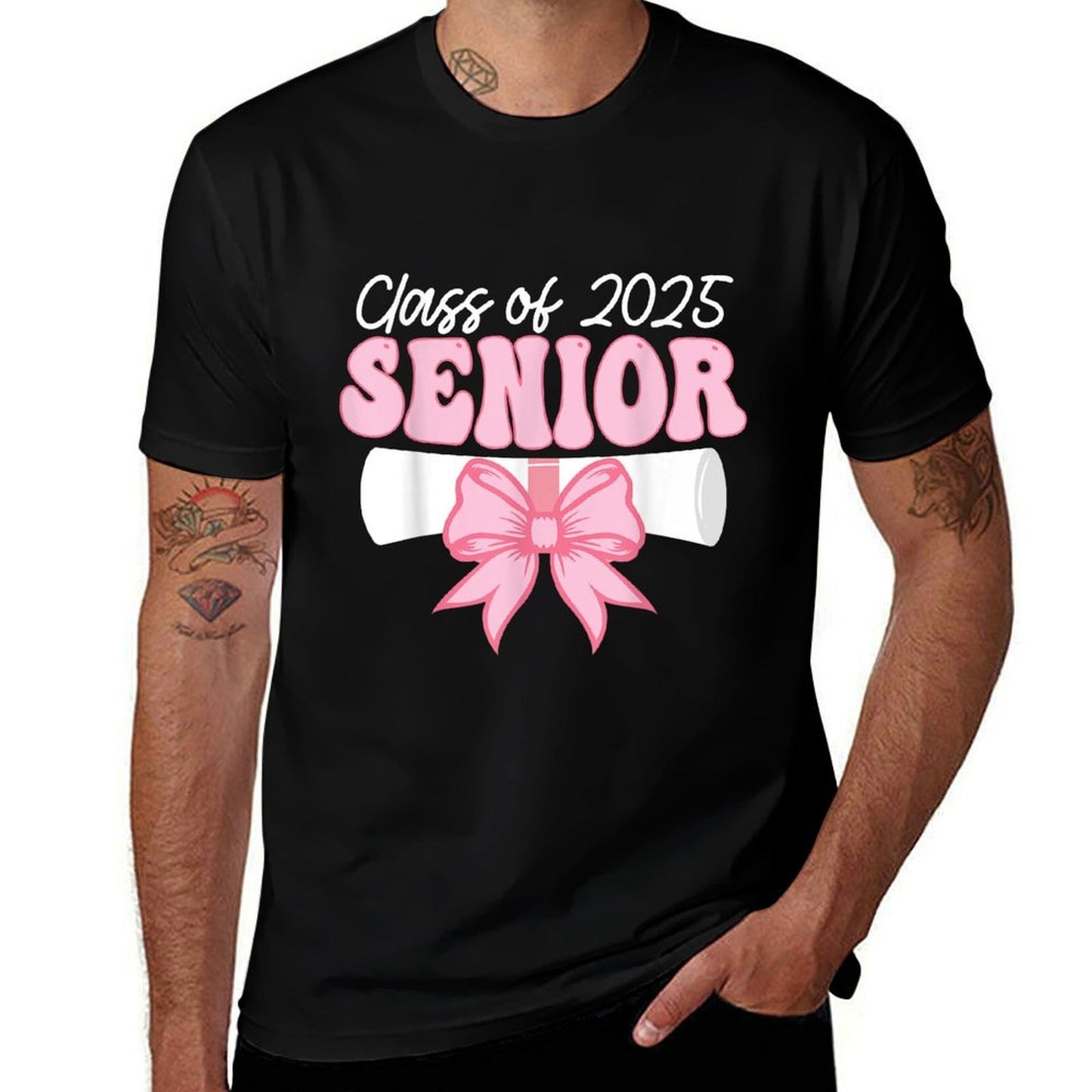 Cute Senior 2025 Bow Graduation High School Class of 2025  Easy-care T-Shirt