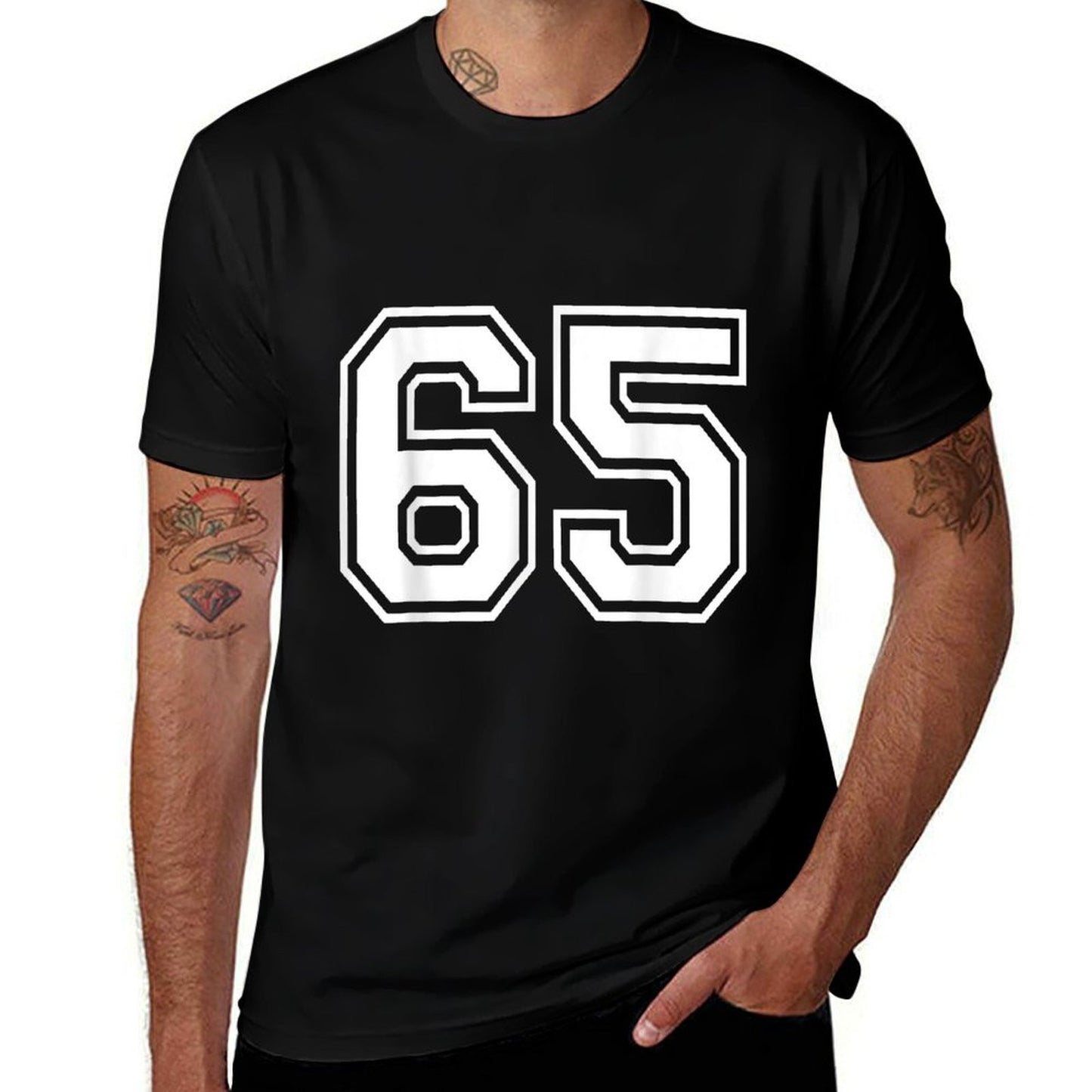 Number 65 Varsity Sports Team Jersey 65th Birthday 65 Years  Cotton T-Shirt