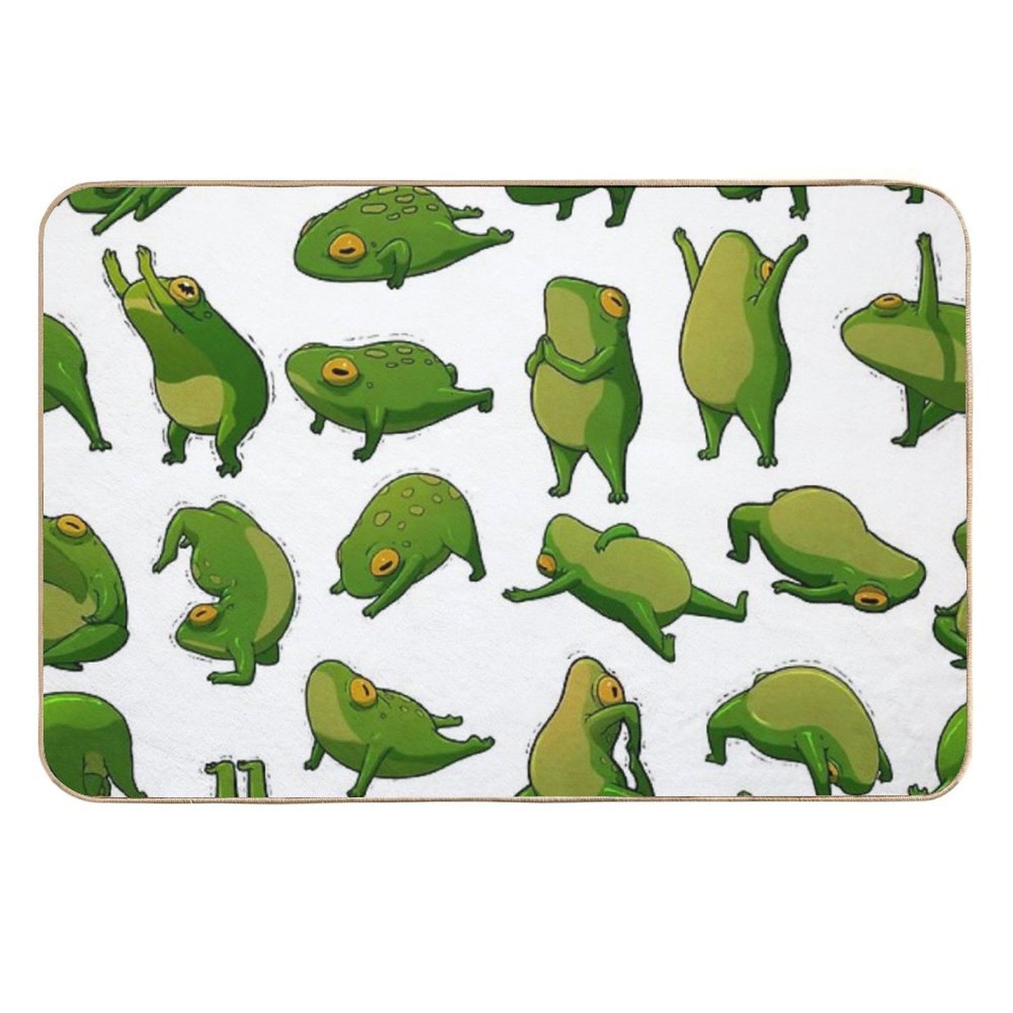 Yoga Frogs Poster With Text  Repositionable Bath Mat