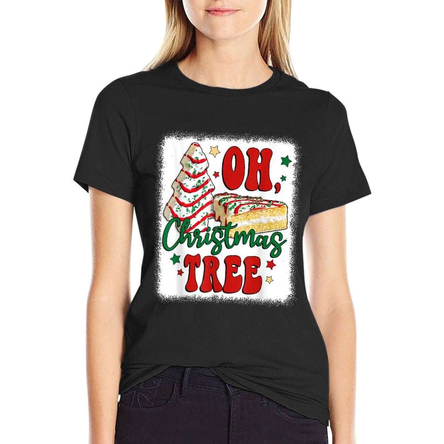 Oh Christmas Tree Cakes Debbie Becky Jen Groovy Retro Pajama  Moisture-wicking T-Shirt