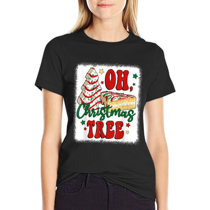 Oh Christmas Tree Cakes Debbie Becky Jen Groovy Retro Pajama  Moisture-wicking T-Shirt