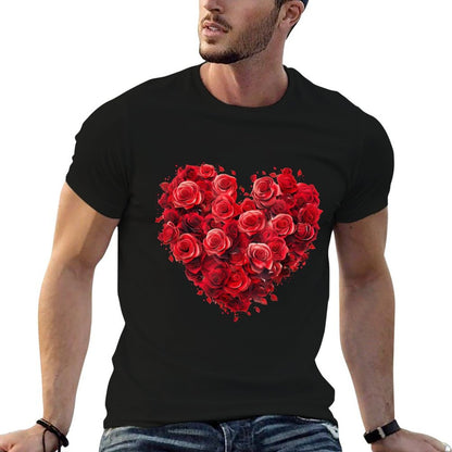 Heart Roses Flower Love Graphic  Oversized Silhouette T-Shirt