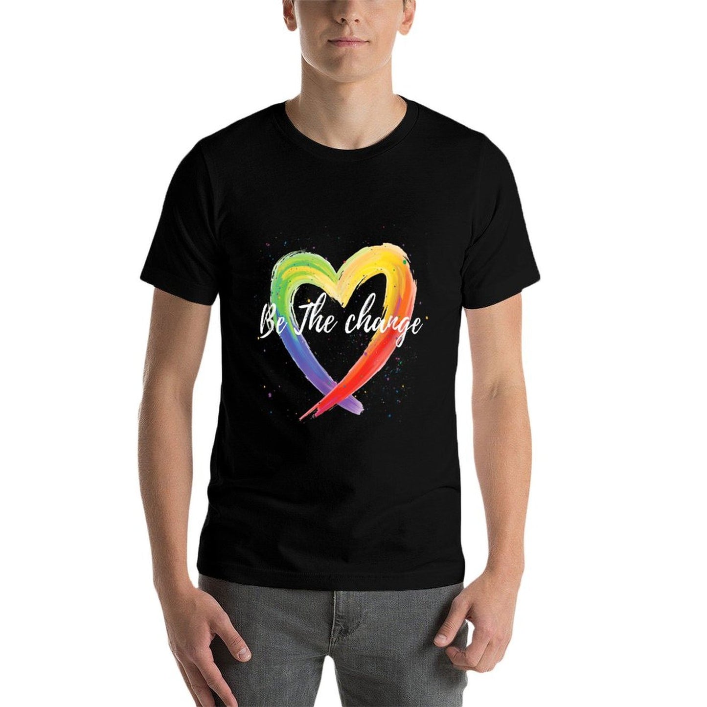 Be The Change Rainbow Heart Positivity Equality  Affordable Price T-Shirt