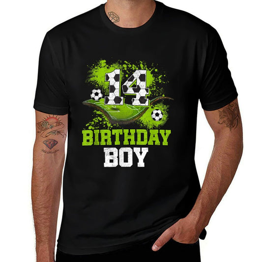 14th Birthday Boy Kids Soccer Birthday Decorations  Tagless Design T-Shirt
