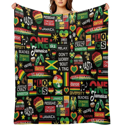 Jamaica One Love Culture Pattern Compact Throw Blanket
