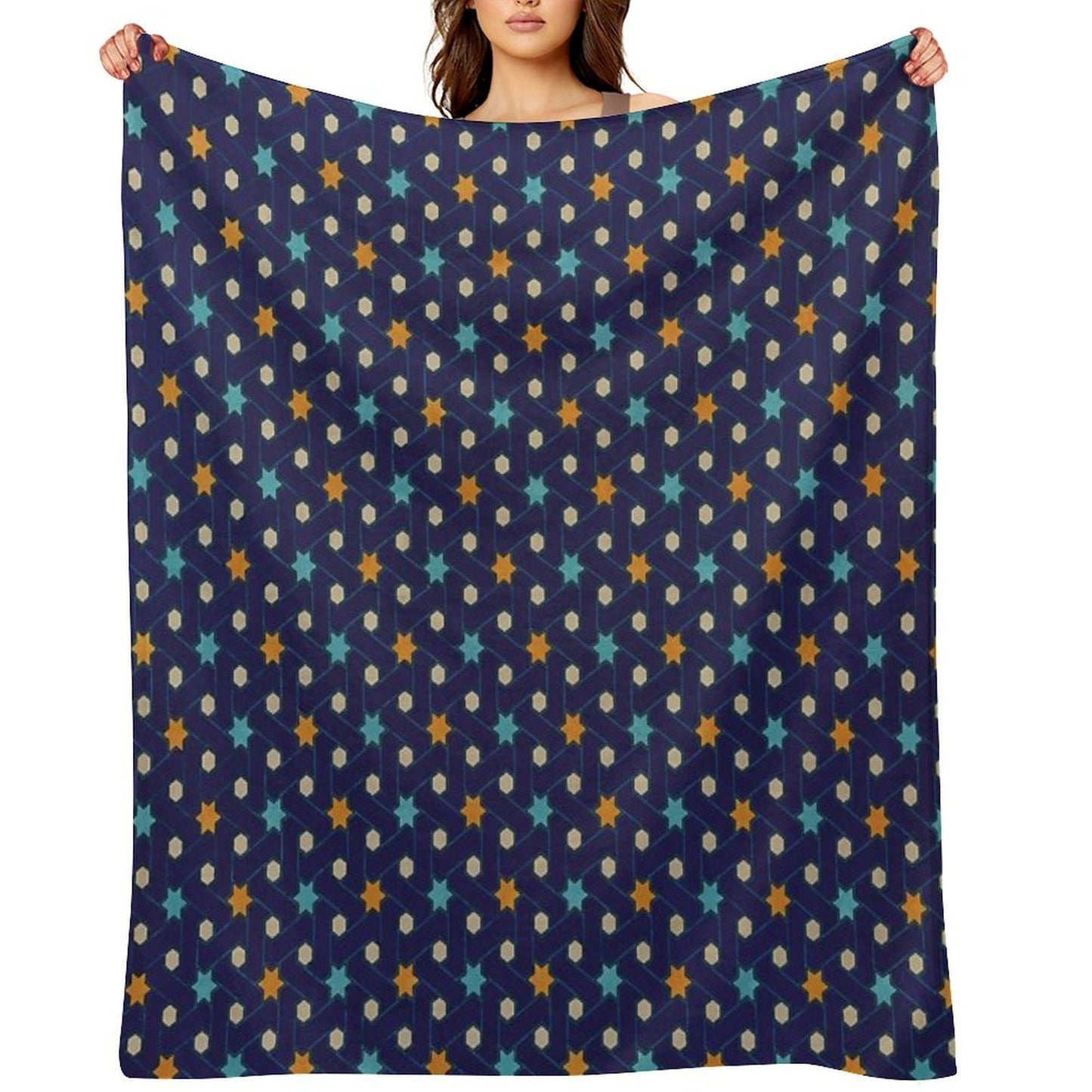 Moroccan Starry Night Mosaic Machine-washable Throw Blanket