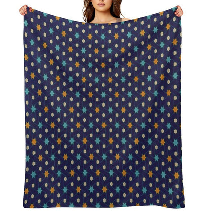 Moroccan Starry Night Mosaic Machine-washable Throw Blanket