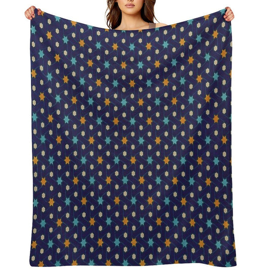 Moroccan Starry Night Mosaic Machine-washable Throw Blanket