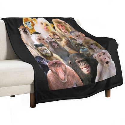 Monkies Smiles Sustainable Throw Blanket