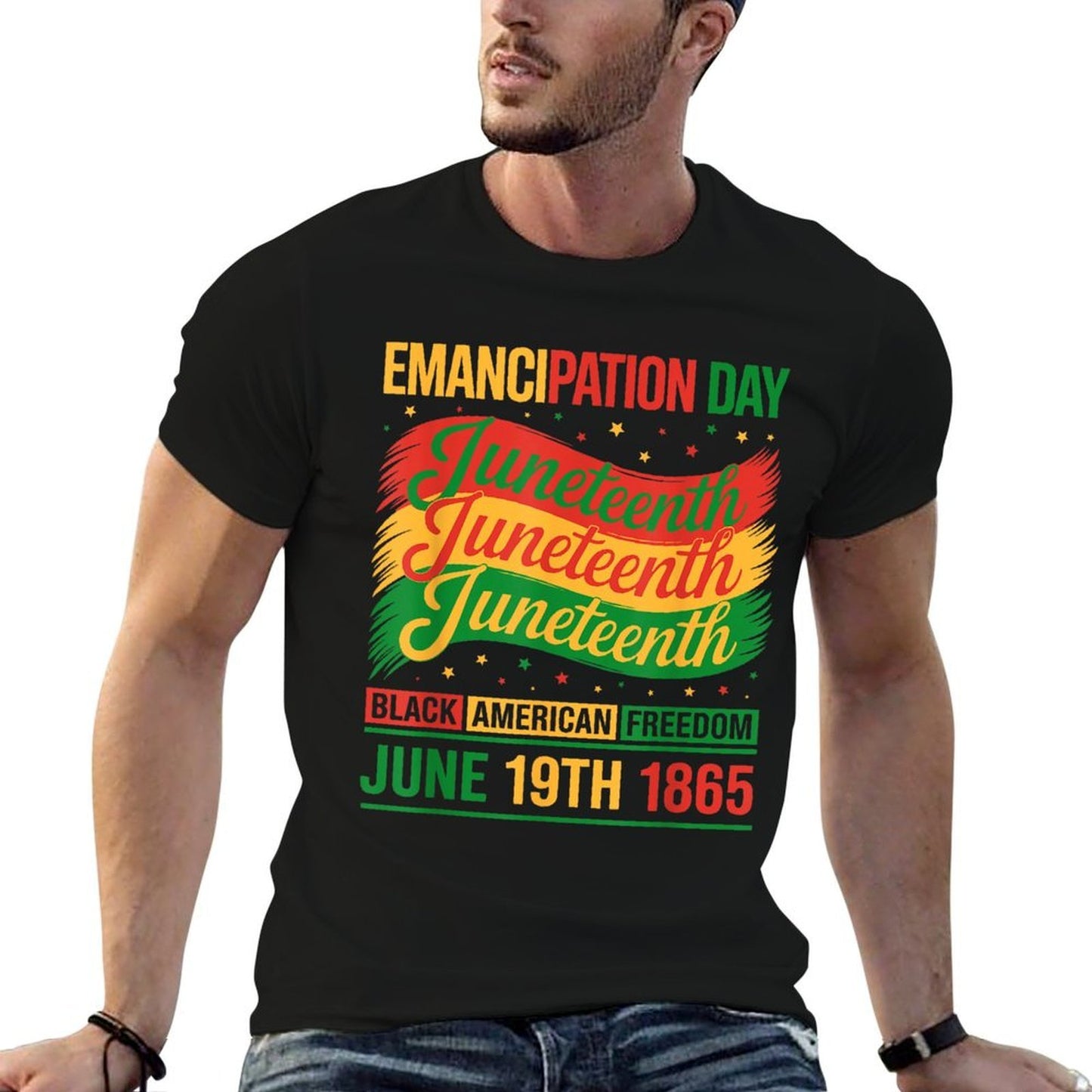 Black American Freedom 1865 Men Women Juneteenth  Easy-care T-Shirt