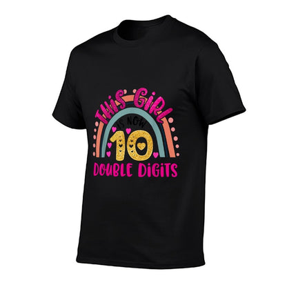 This Girl Is Now 10 Double Digits Birthday Gifts 10 Year Old  Eco-friendly Material T-Shirt