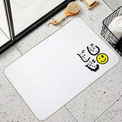 Funny Minimalist Heno Heno Moheji Face Design – Japanese Hiragana Art  High-Traffic Bath Mat
