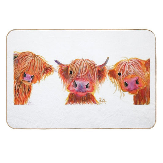 HiGHLaND CoW PRiNT SCoTTiSH ' THe ORaNGeS ' BY SHiRLeY MacARTHuR  Long-Lasting Bath Mat