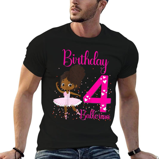 Kids Black Ballerina 4th Birthday Party Theme 4 Years Old Ballet  Classic T-Shirt