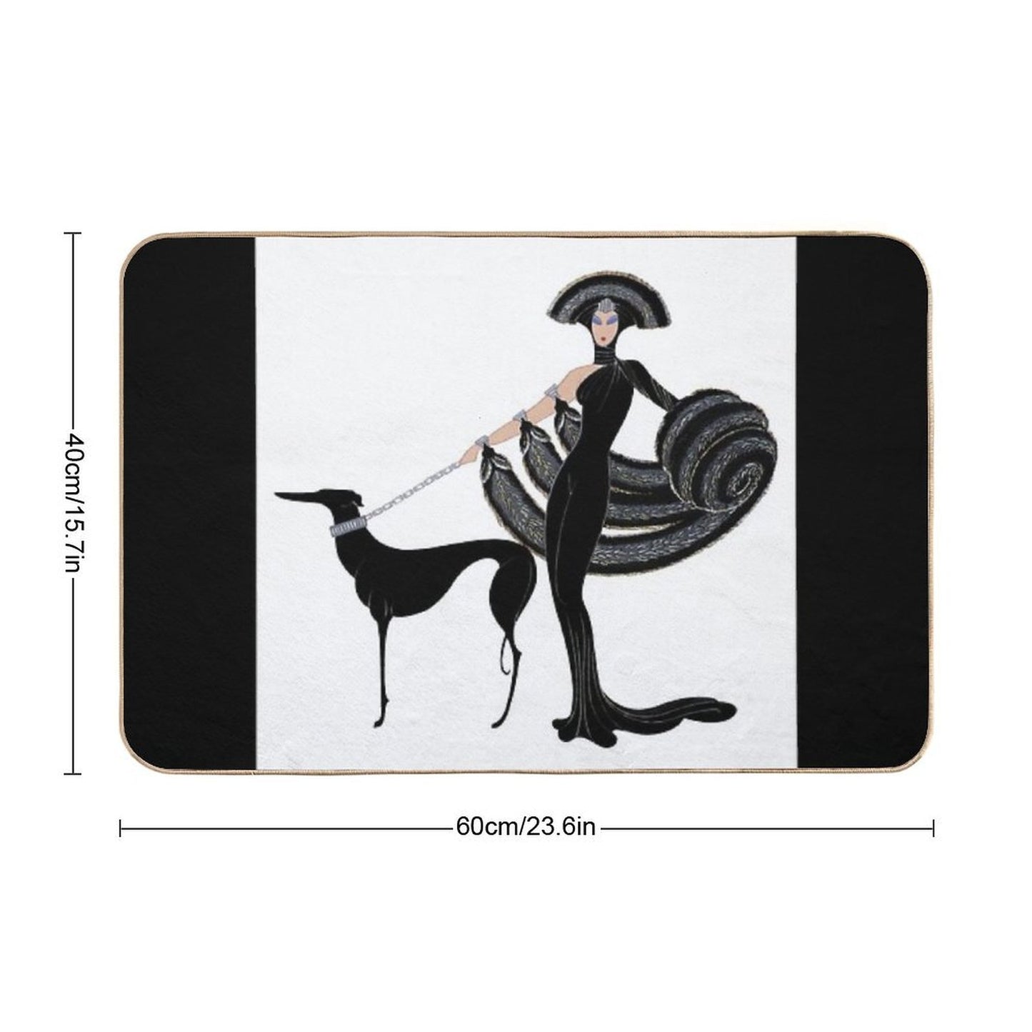 Art Deco Era Haute Couture Fashion Illustration Durable Bath Mat