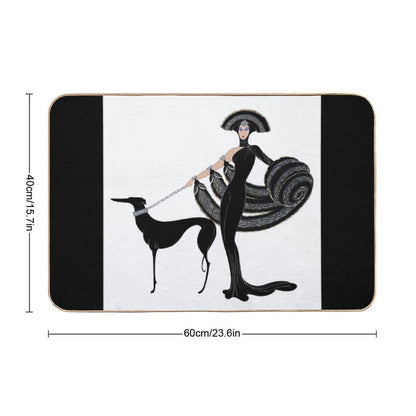 Art Deco Era Haute Couture Fashion Illustration Durable Bath Mat