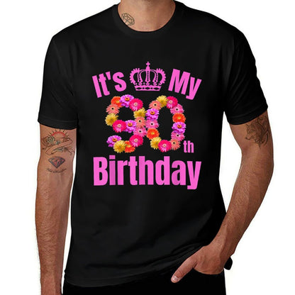90 Year Old Birthday Flower Birthday Its My 90th Birthday  Vintage-inspired T-Shirt
