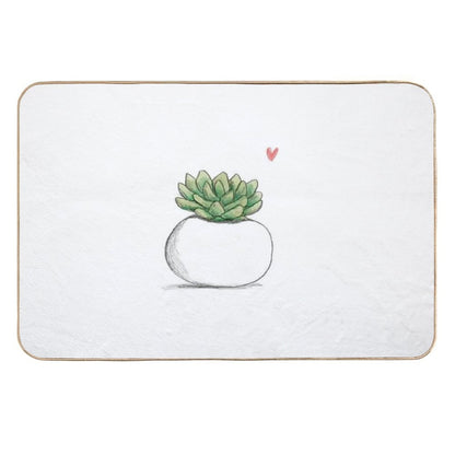 Succulent in Plump White Planter  Slip-Resistant Bath Mat