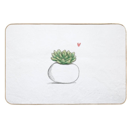 Succulent in Plump White Planter  Slip-Resistant Bath Mat