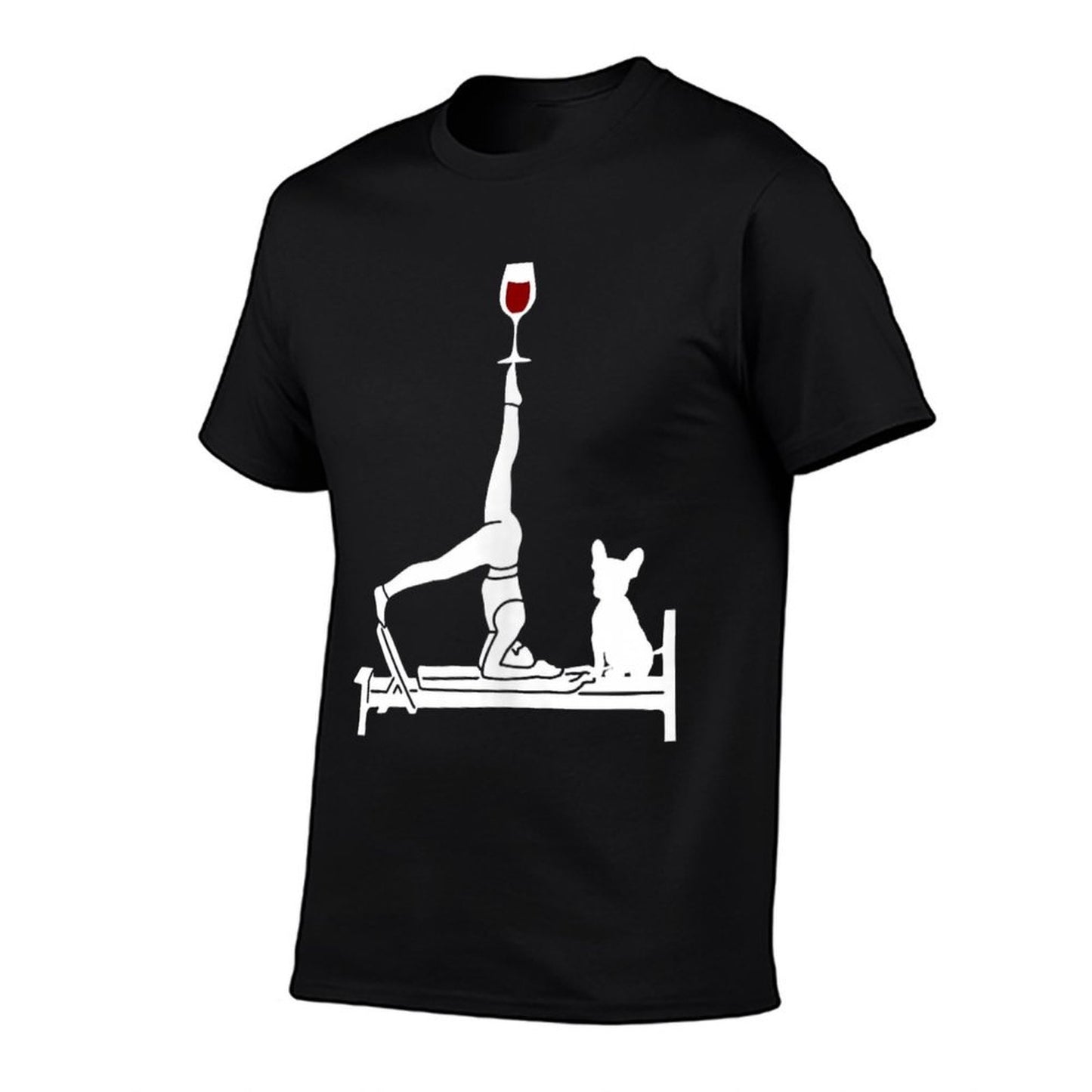 Pilates Wine Reformer Pilates with French Bulldog  Slim-fit Cut T-Shirt