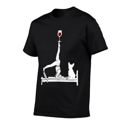 Pilates Wine Reformer Pilates with French Bulldog  Slim-fit Cut T-Shirt