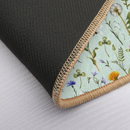Bees And Wildflowers on Mint  Eco-Friendly Bath Mat