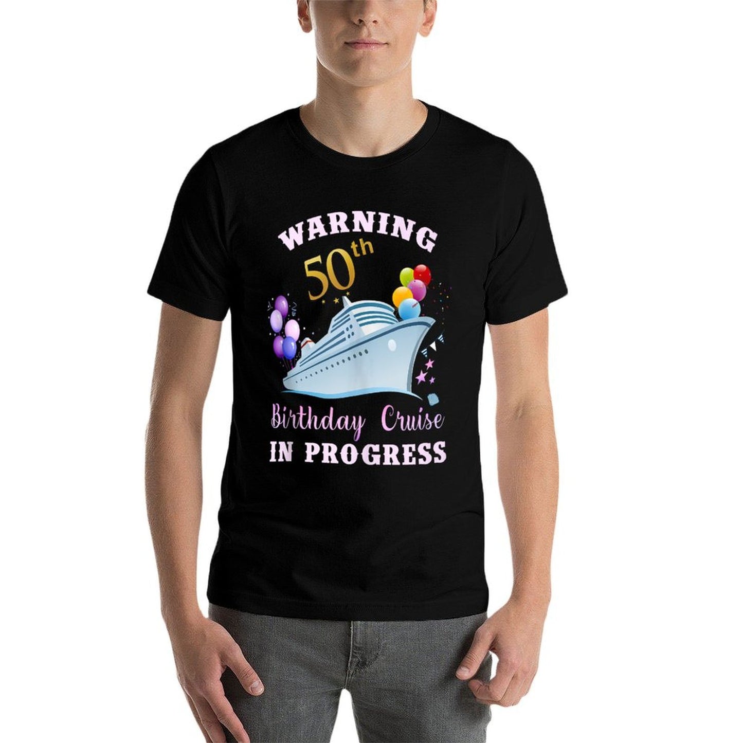 Womens Warning 50th Birthday Cruise In Progress Funny Cruise  Heathered Texture T-Shirt