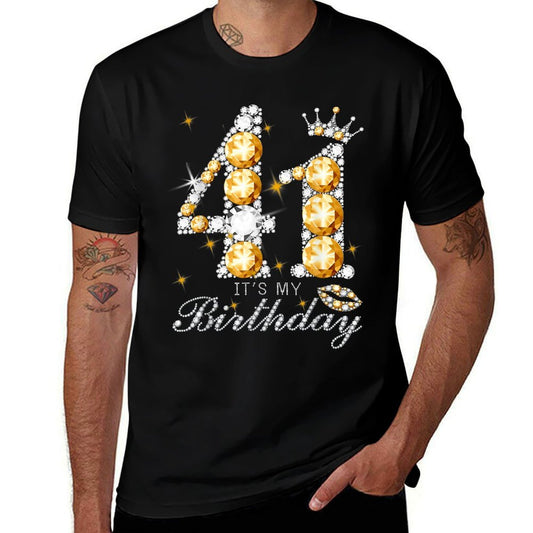 It&#39;s My 41th Birthday Queen 41 Years Old Shoes Crown Diamond  Trendy Pattern T-Shirt