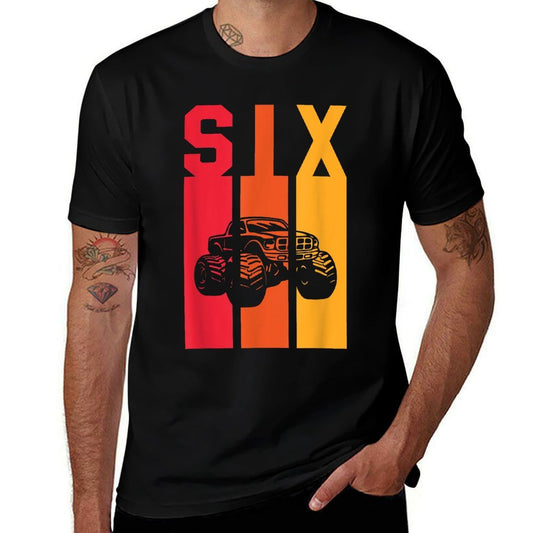 6th Birthday Retro Monster Truck Boys Girl Kids 6 Years Old  Graphic-printed T-Shirt
