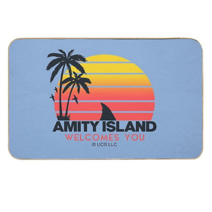 Jaws Movie Amity Island Welcomes You. Birthday Party Gifts. Officially Licensed Merch.  Repositionable Bath Mat