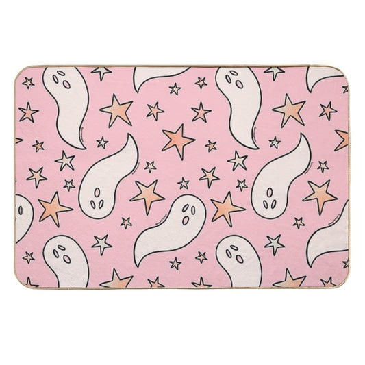 Pastel Ghost Print in Pinkp  Anti-Trip Bath Mat