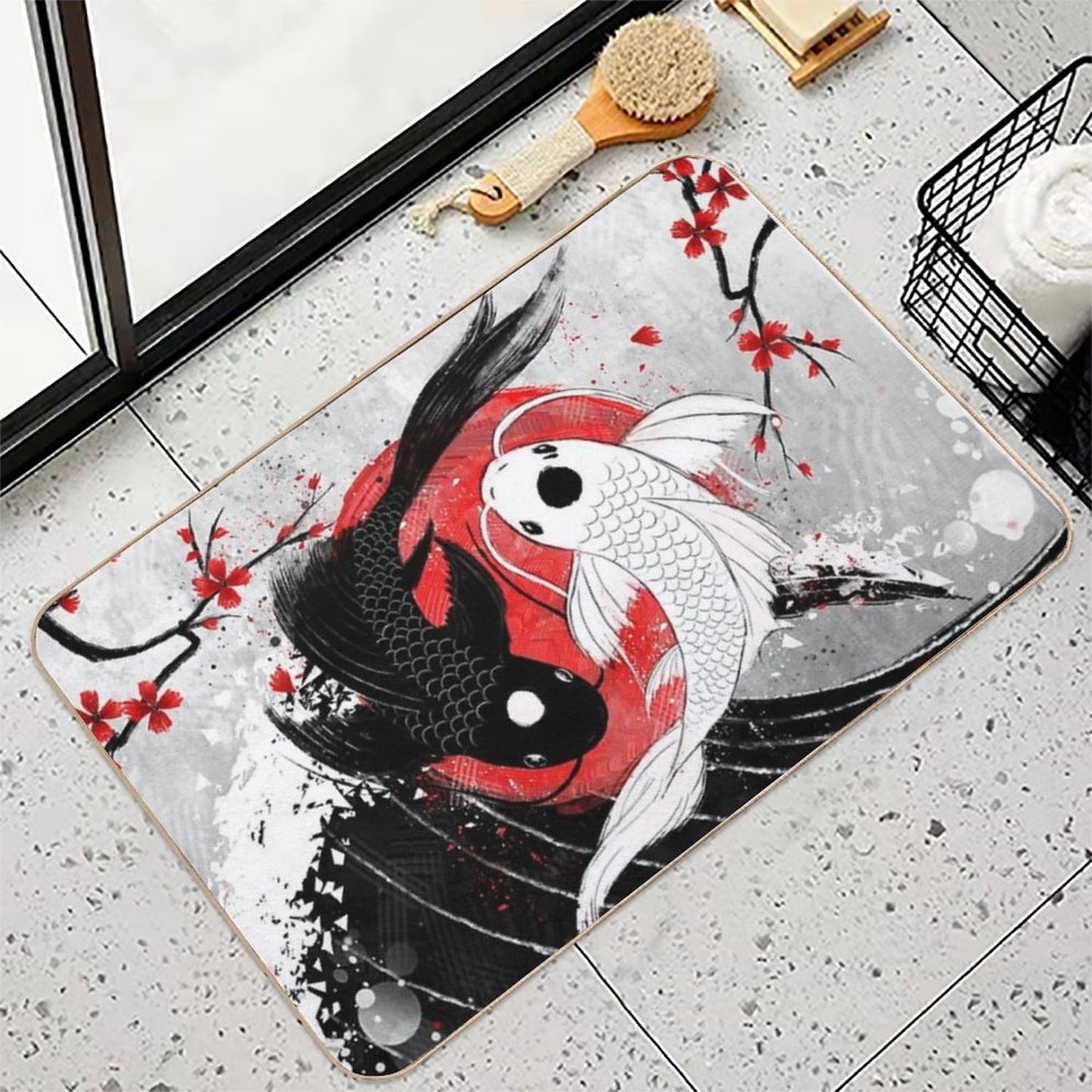 Koi Fish - Yin Yang  Long-Lasting Bath Mat