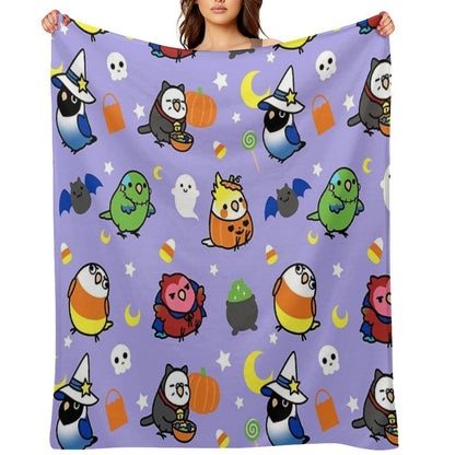 Chubby Bird Halloween Adventures V2 Versatility Throw Blanket