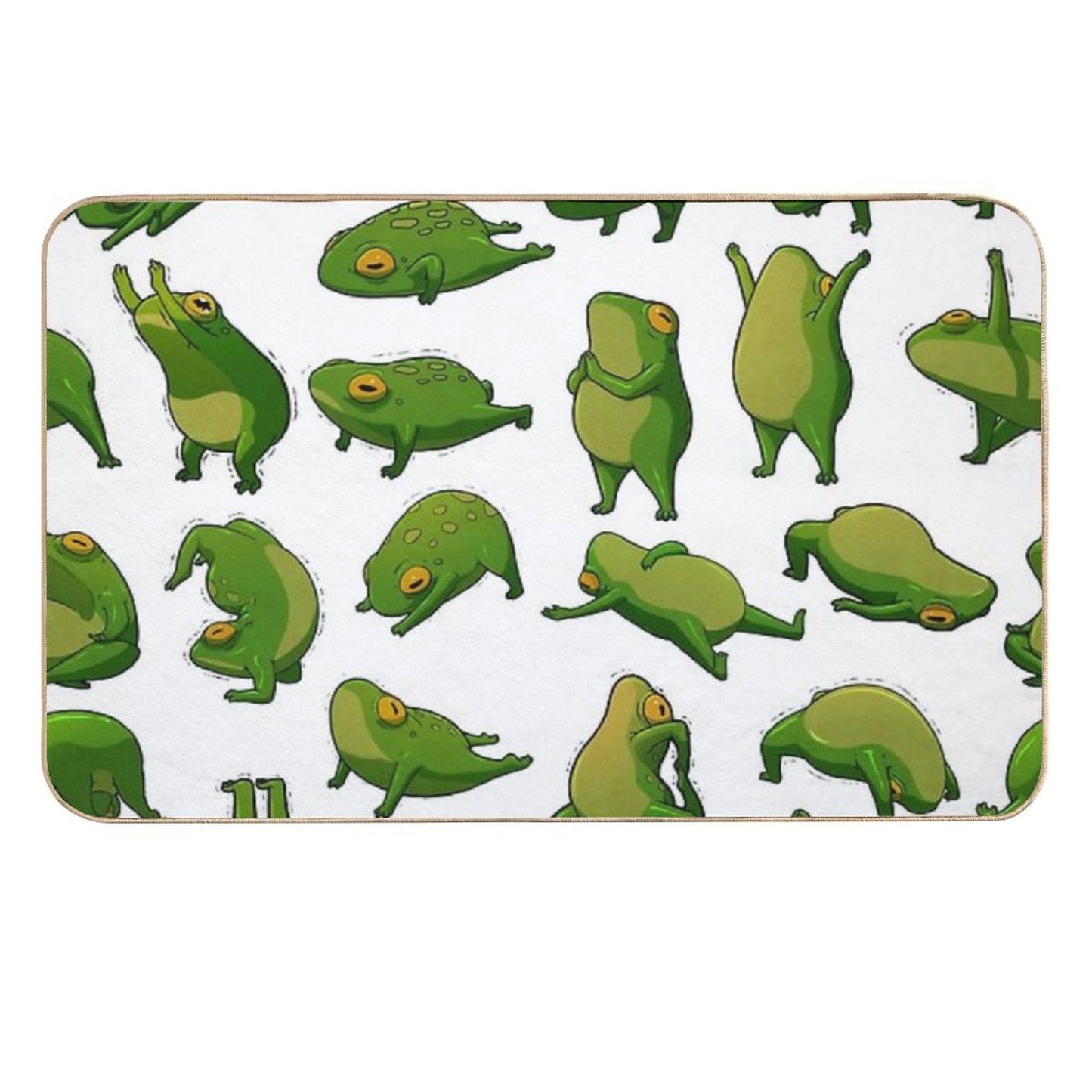 Yoga Frogs Poster With Text  Repositionable Bath Mat