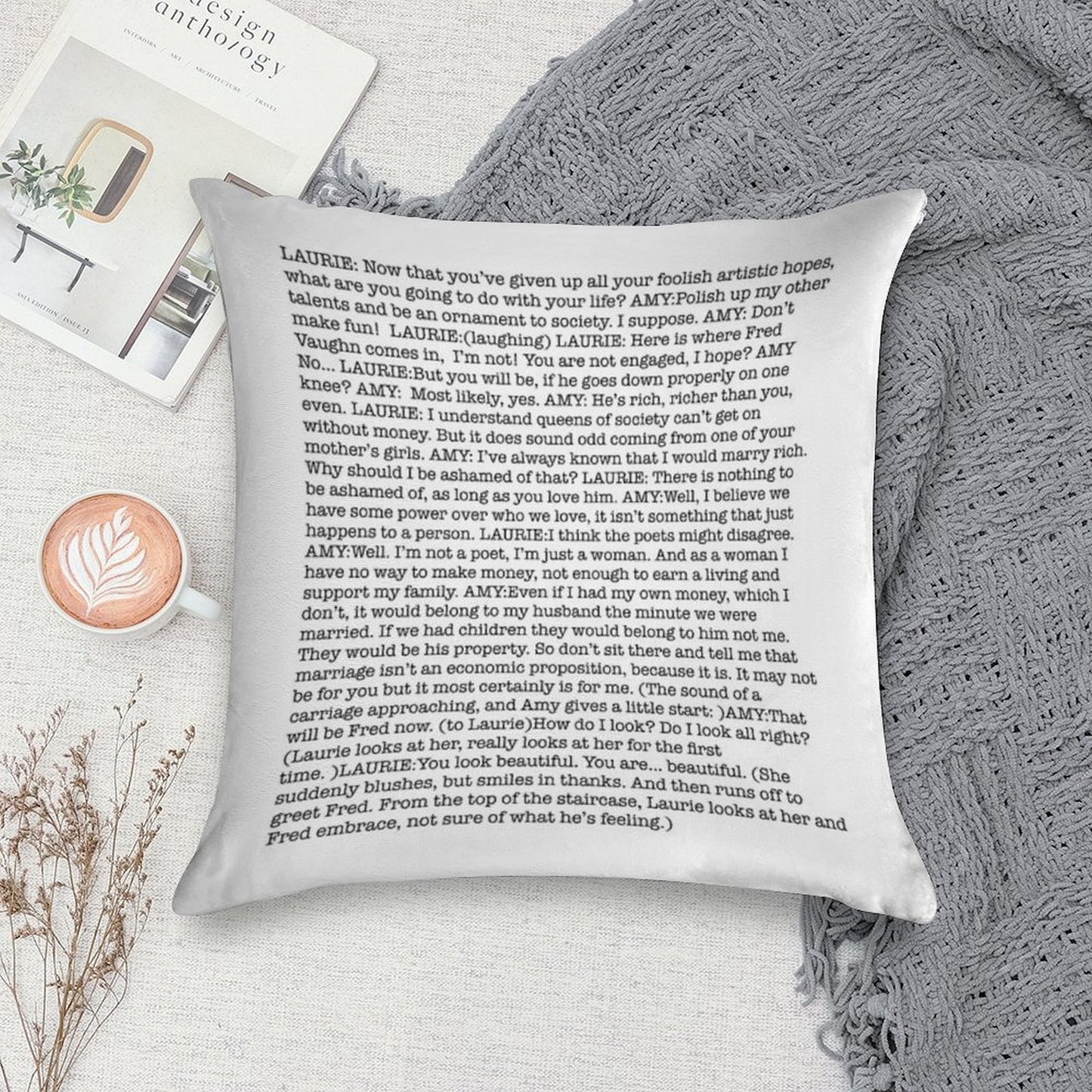 Amy March's Economic Proposition Speech Soft Hidden Zipper Throw Pillow