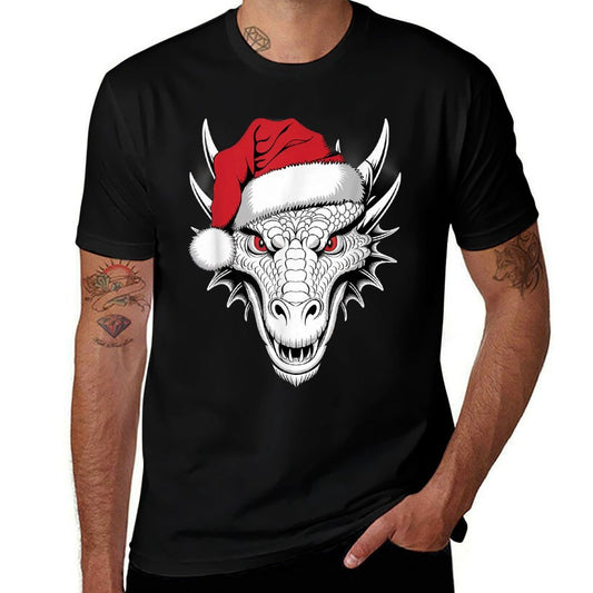Joyful Dragon Santa on Dragon Christmas  Cotton T-Shirt