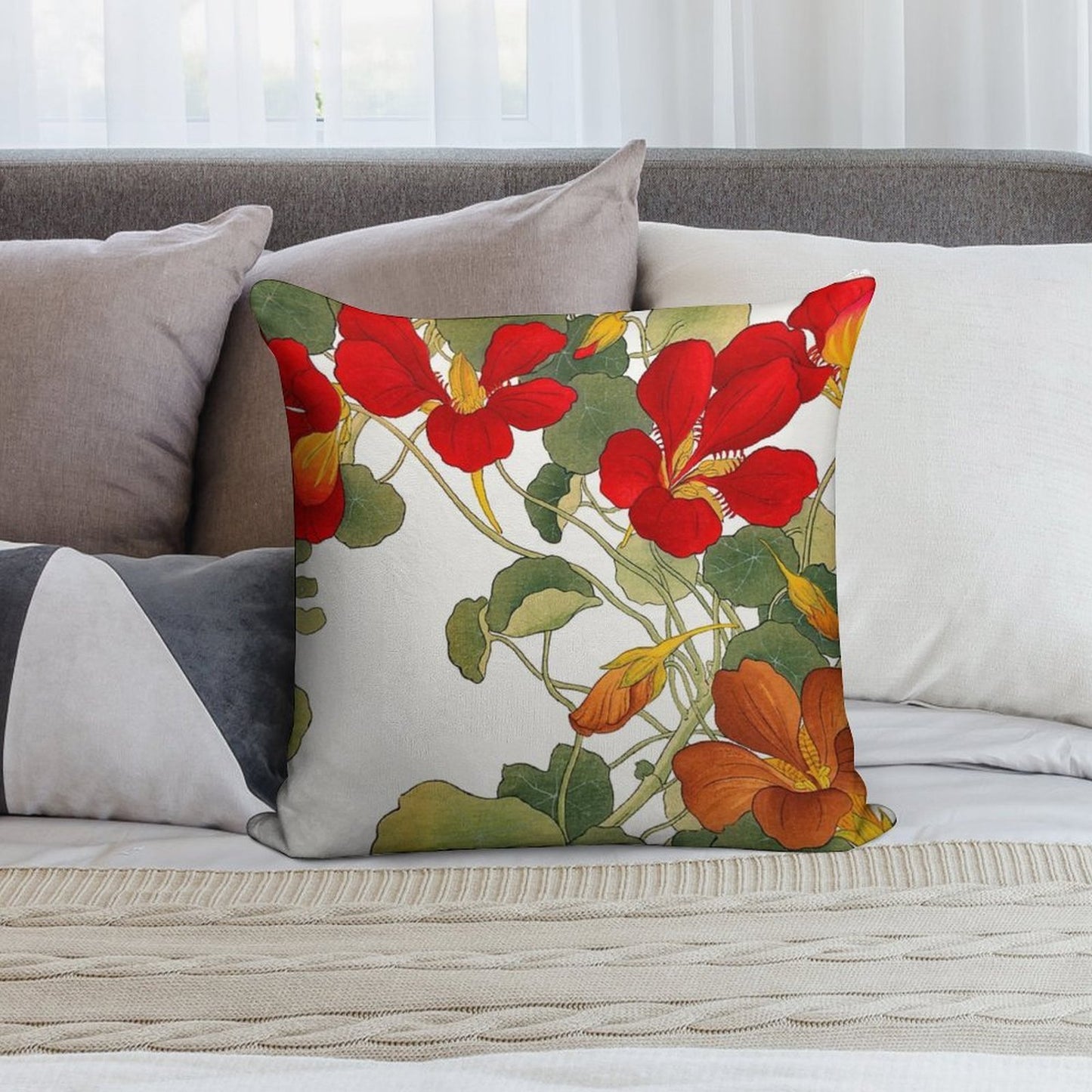 Nasturtium Flower Soft Multiple Sizes Throw Pillow