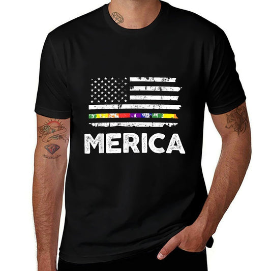 LGBT Pride American T - 4th of July Gay Lesbian  Polyester Blend T-Shirt