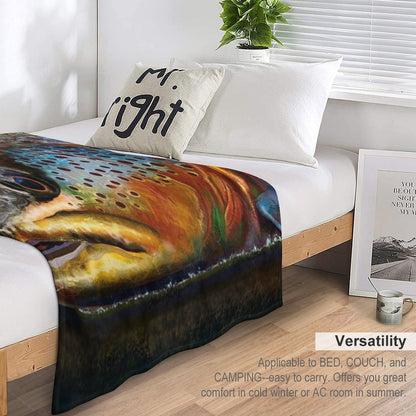 The Night Hunter Wild Brown Trout Plush Throw Blanket