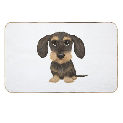 Wirehaired Dachshund  Cute Wire Haired Wiener Dog  Wild Boar And Tan Teckel  Absorbent Bath Mat