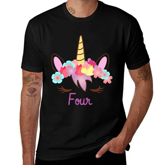 Kids Girls 4th Birthday Unicorn - Unicorn Fourth Birthday Premium  Quick-drying T-Shirt