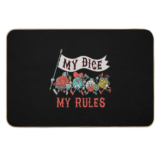 My Dice My Rules - Vintage Cartoon Fantasy Dice  Fade-Resistant Bath Mat