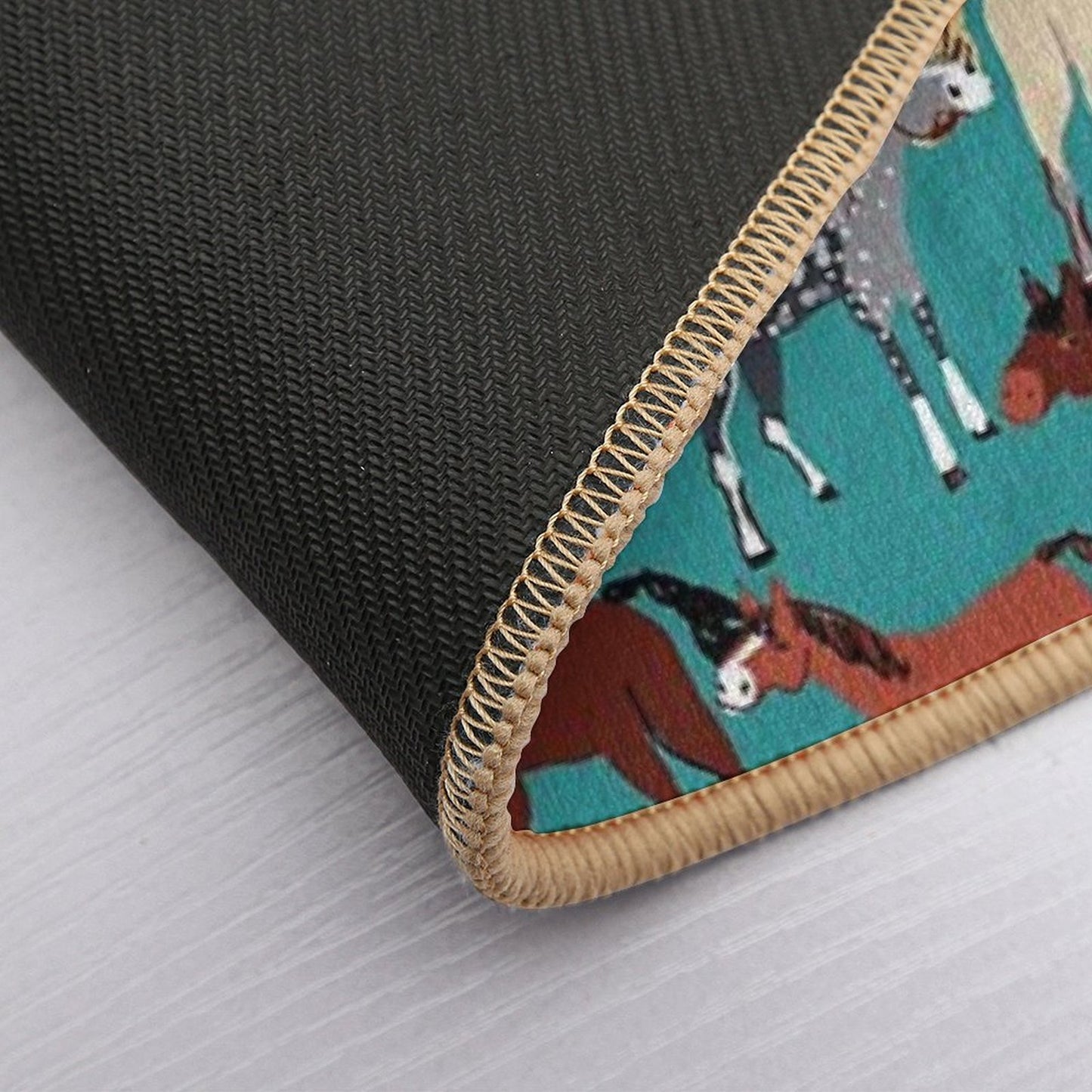 Horse Pattern in Aquamarine Blue  Pet-Safe Bath Mat