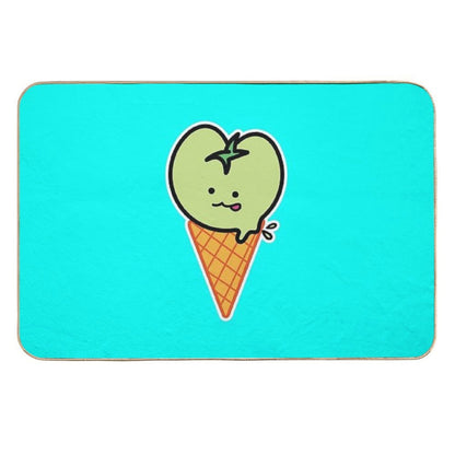 Kawaii Green Tomato Mascot No. 4  Stain-Proof Bath Mat
