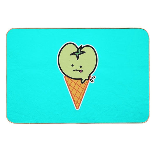 Kawaii Green Tomato Mascot No. 4  Stain-Proof Bath Mat