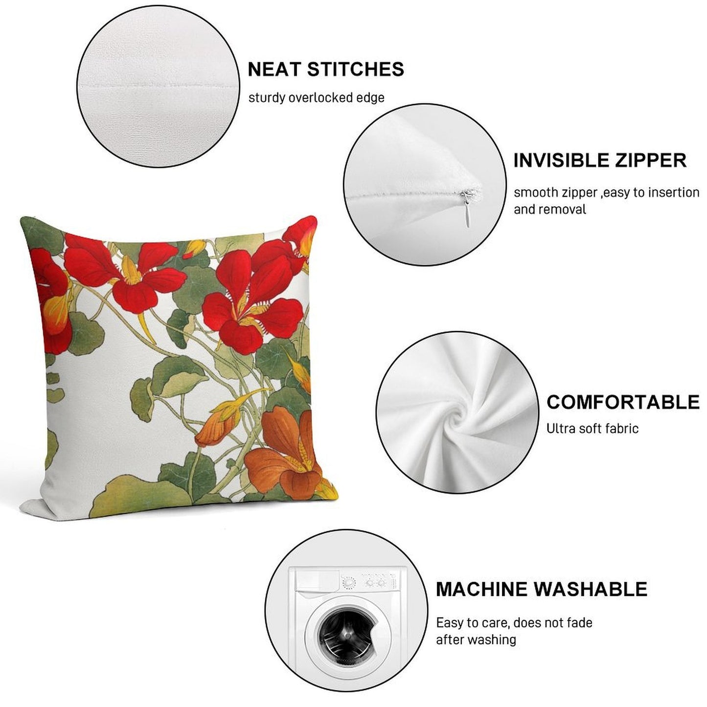 Nasturtium Flower Soft Multiple Sizes Throw Pillow