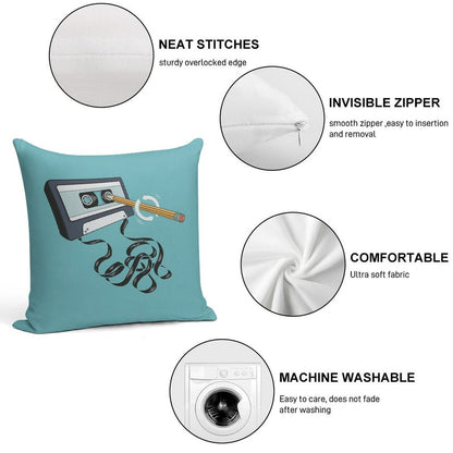 Back in The Day, Retro 80's Cassette Tape Soft Reinforced Edging Throw Pillow