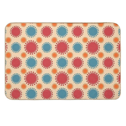 Playful Retro Dot Circles  70s Inspired Boho Geometric Pattern  Pet-Safe Bath Mat