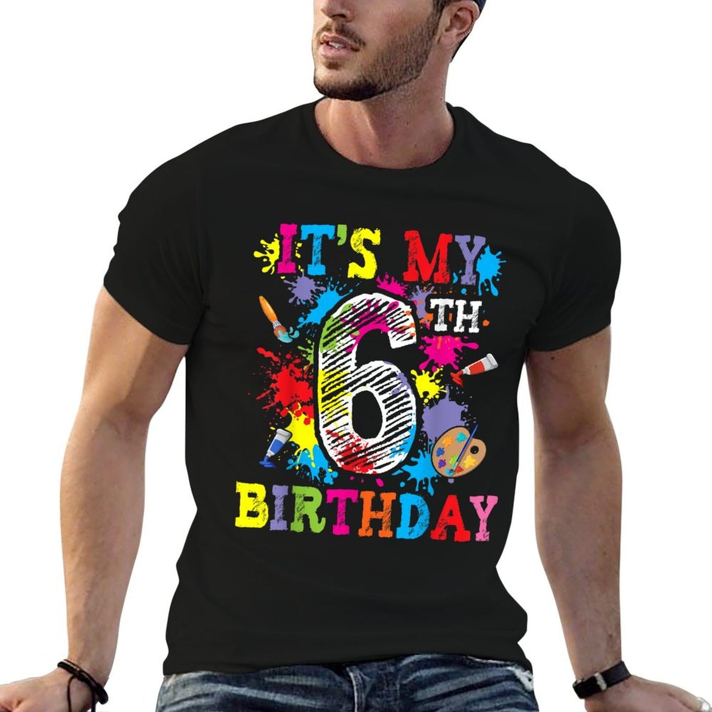 It's My 6th Birthday Painting Art Paint 6 Year Old Artist  Easy-care T-Shirt